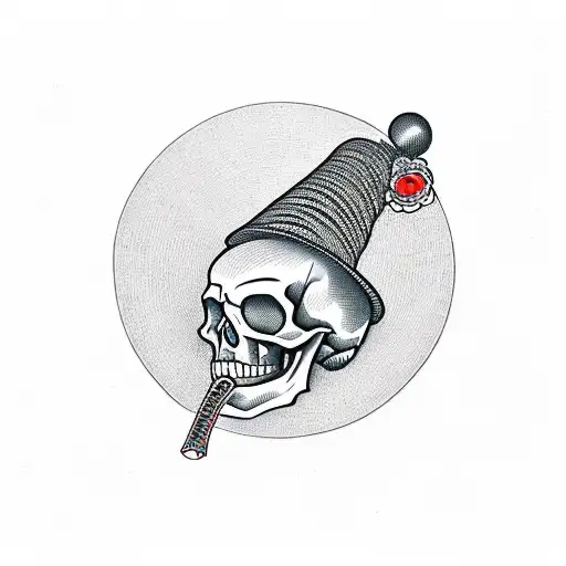 Skull With Top Hat And Cards