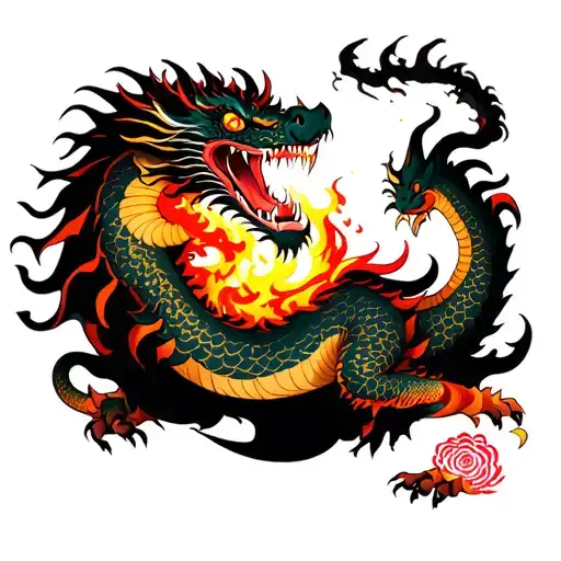 A Big Dragon Spitting Fire