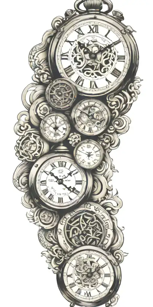 5 Pocket Watches Merging Together With Kids Names