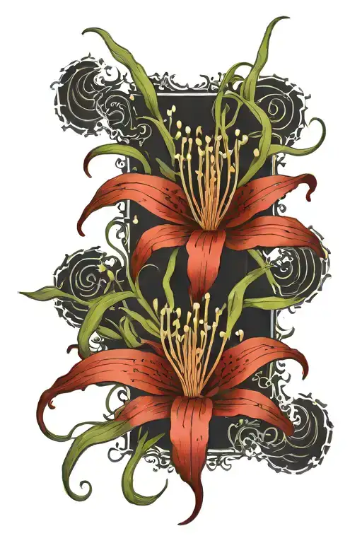 Red Spider Lilies With Memento Mori Text Going Down