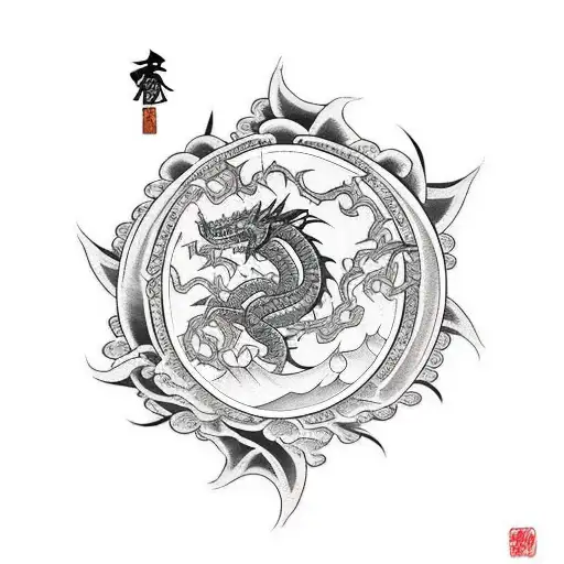 Black Dragon And Red Sun