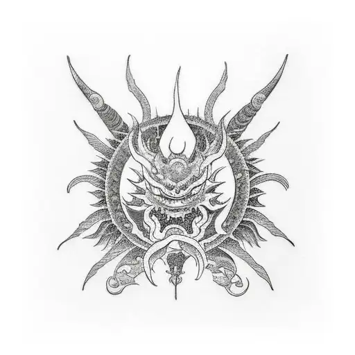 Black Dragon And Red Sun