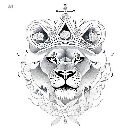 Lioness In The Mountains With A Crown