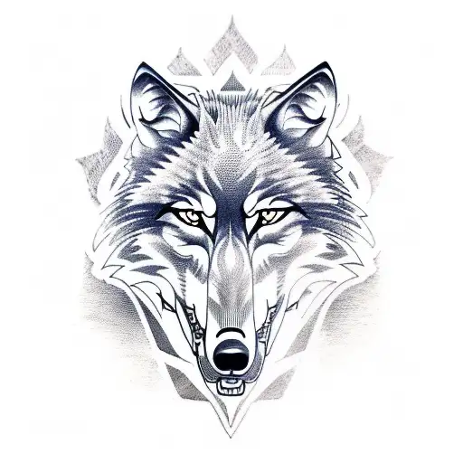 Wolf Full Body In Yakuza Tatto Style