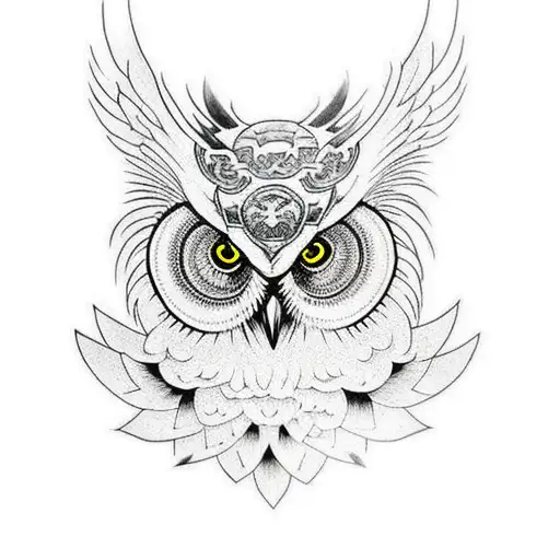 Owl In Yakuza Tatto Style