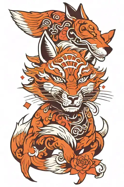 They Mask And The Fox Mask And Sun Rays Around