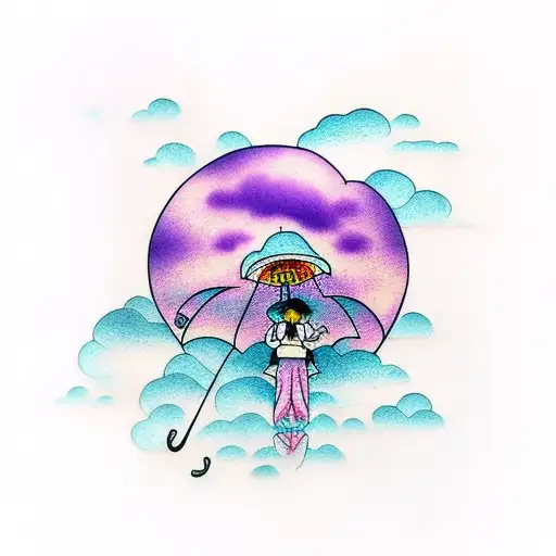 Umbrella Under Cloud Purple Rain