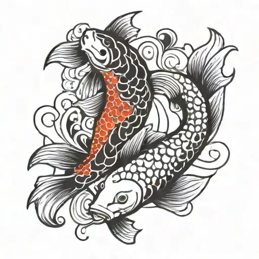 Koi Fish Ying Yang Symbol Merging