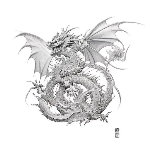 Yoshitaka Amano Artsyle Dragon Phoenix
