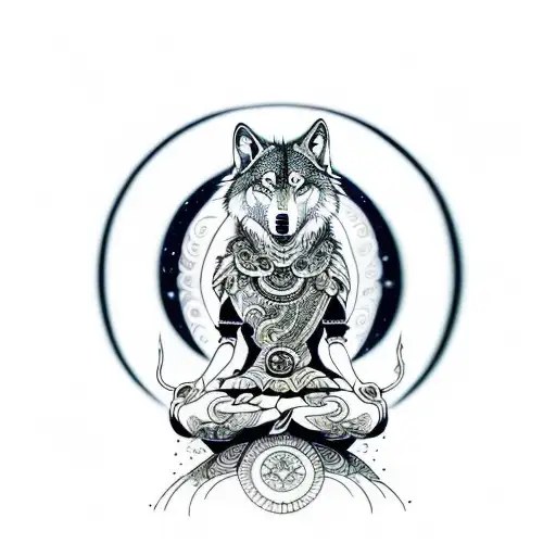 Dmt Wolf Meditating In Lost Time And Space