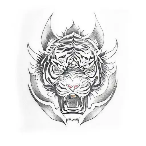 Barong And Sumatra Tiger On Left Arm