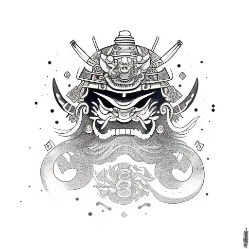 Samurai Usando Mascara De Oni