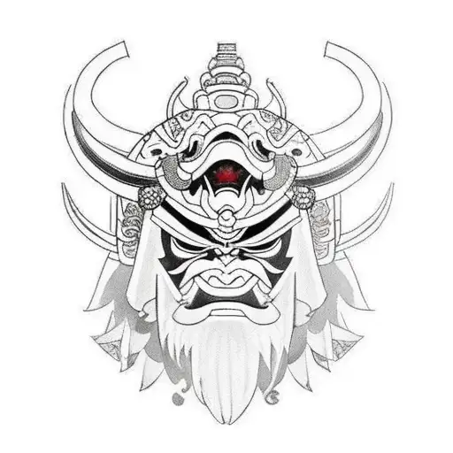 Samurai Wearing Oni Mask