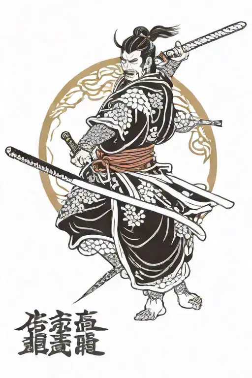Samurai Warrior Wielding A Sword