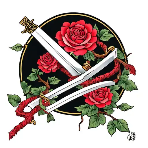 Rose Vines Wrapped Sword