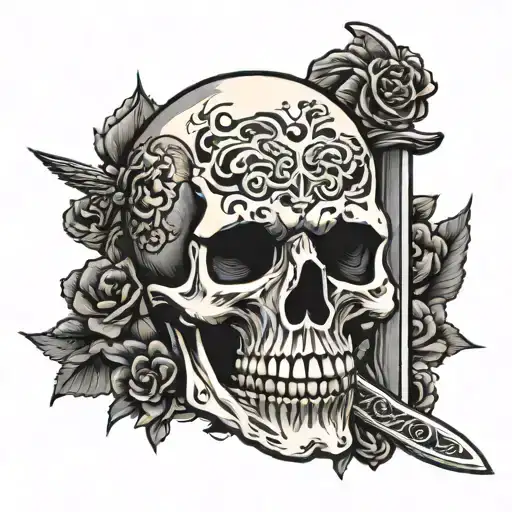 Skull With Knife