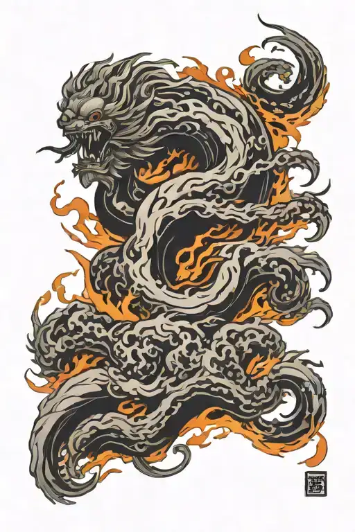 Tilted Painting On Fire Flames