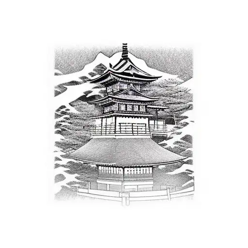 Japanese Garden With Samurai