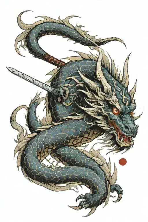 Dragon With Katana Sword