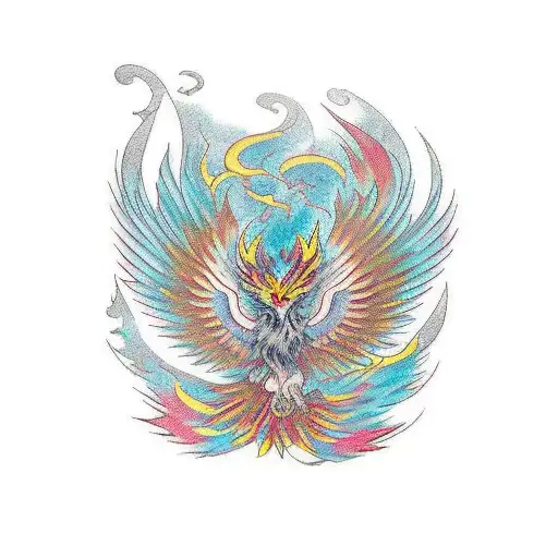 Full Sleeve Color Phoenix With Embers