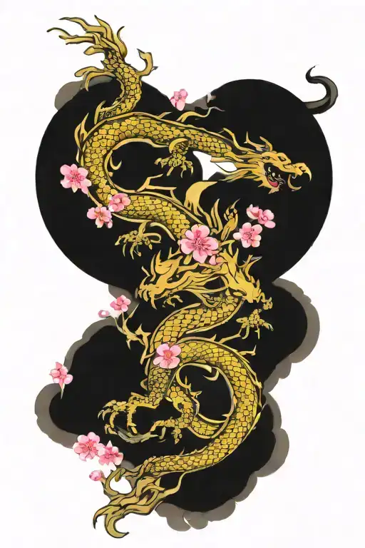 Cherry Blossom Tree And Dragon Wrapped
