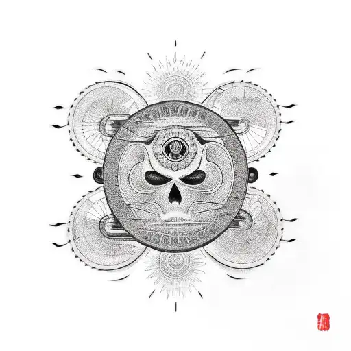 A Motorcycle With A Black Sun As Its Front Wheel