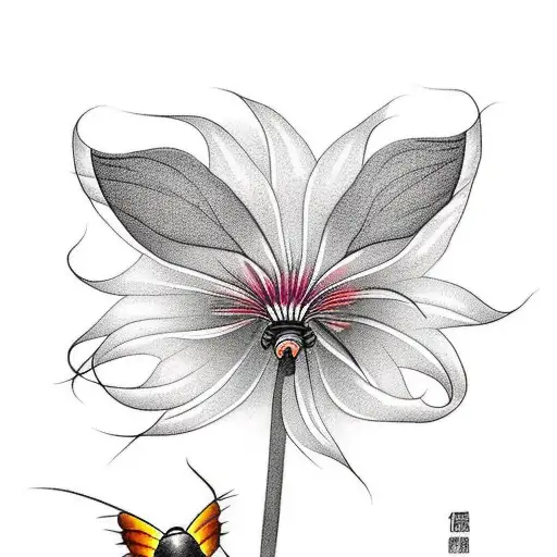 Moth Flying Over Spider Lily