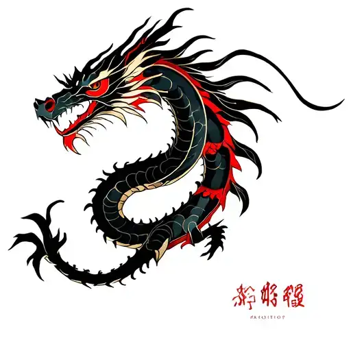 Simple Dragon Tattoo Design Incorporating Elements