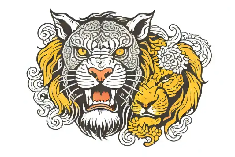 A Rabbit Face And A Lion Face