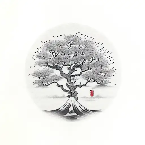 Tree With A Crow Flying