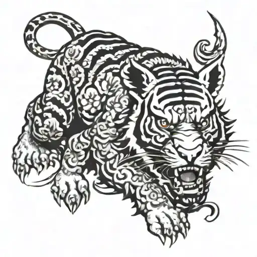 Boar And Tiger Surrounded