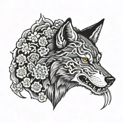 Japanese Style Wolf Head