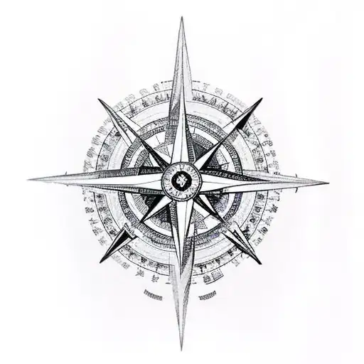 A Compass Rose With Lord Of The Rings Symbols Pointing Towards Different Realms