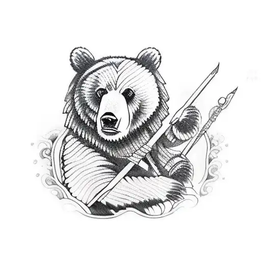 Bear Holding A Spear