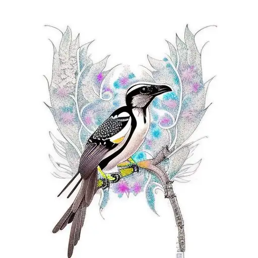 A Magpie Which Its Wings Are Color Palettes