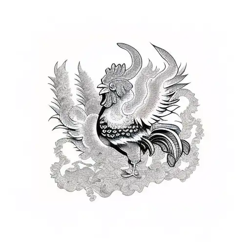 Rooster With Spread Wings