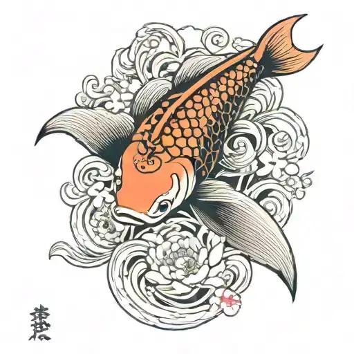 Koi Fish And Samurai Mask