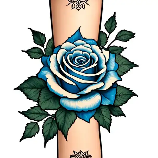 Blue Rose Leg Tattoo For The Assassin
