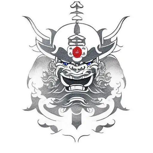 Samurai Oni Mask Smoke From Mouth And Eyes