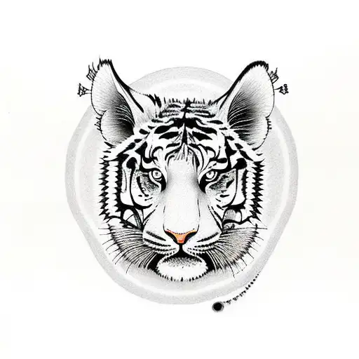 Tigers Head On Skull