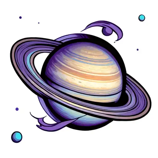 Saturn Planet What Is Acutela Style In Violet And Turquoise Colors
