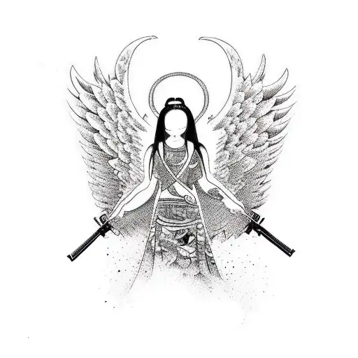 High Quality Woman Angel With An Ak-47