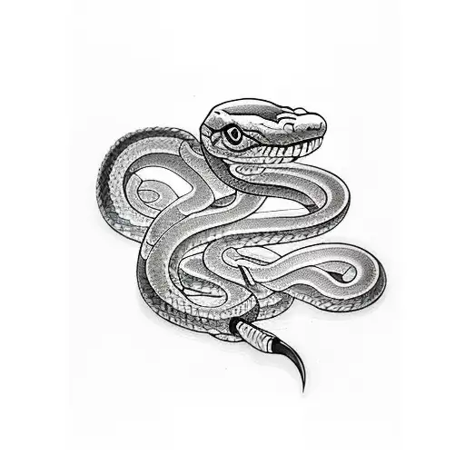 Snake With Sword And Flowers