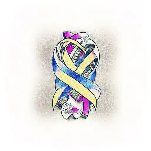 Breast Cancer Ribbon With A Date Inside Of It