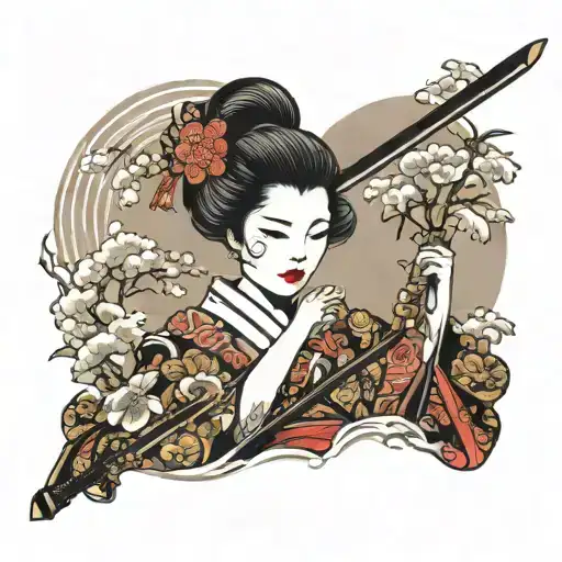 Geisha Holding A Katana
