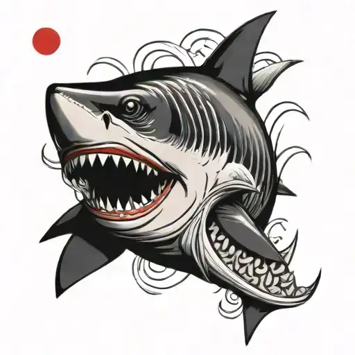 Shark With Womans Face In The Open Mouth