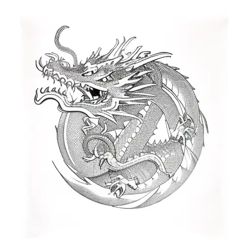 Dragon Wrapped Around Arm And Dragon Face On The Chest Battleing Evil