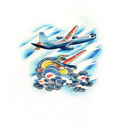 Mitsubishi Airplane With Clouds