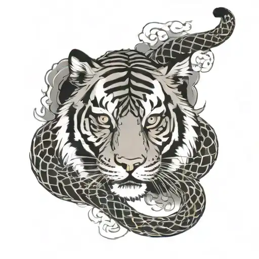 Tiger With Snake