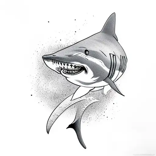 Shark Swimming With Shadow